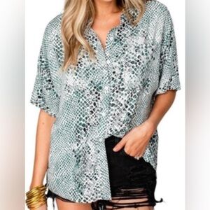 Buddy Love Black and White Patterned Button Down Shirt